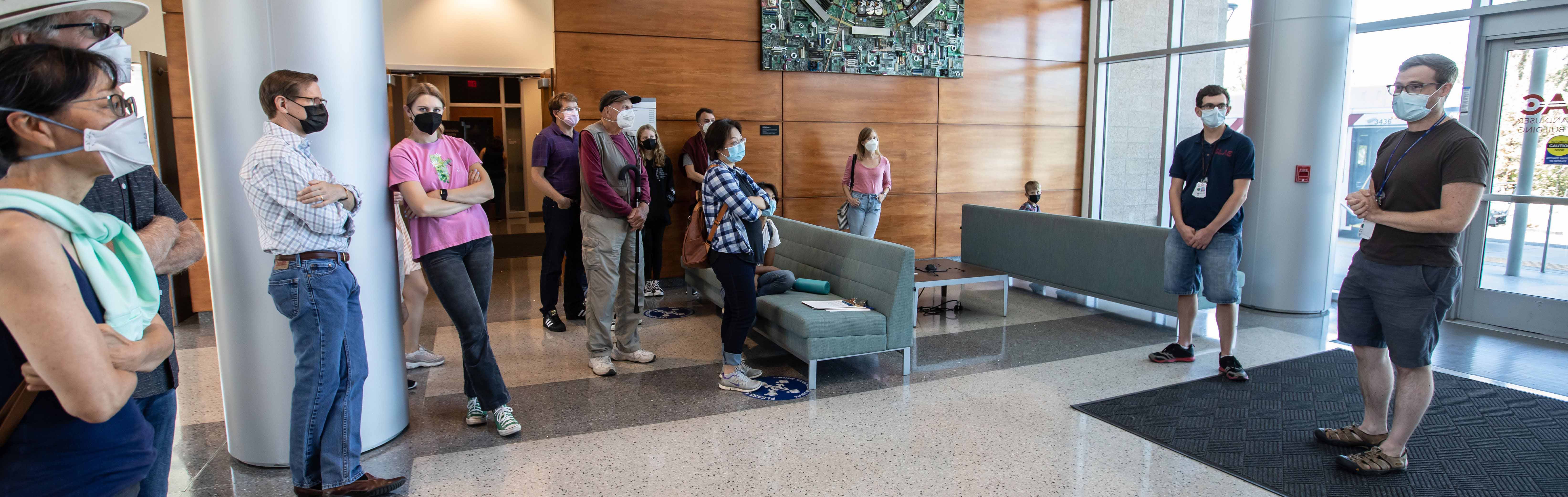 Visitor on a public tour of SLAC lab