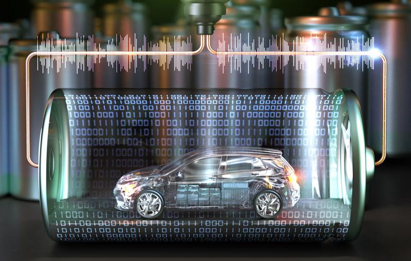 An illustration of a car inside a battery.