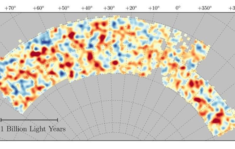 Map of sky showing density of galaxy clusters