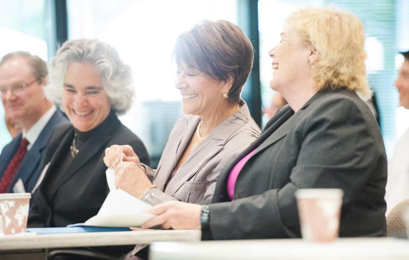 Persis Drell sharing a laugh with Congresswomen Eshoo and Lofgren