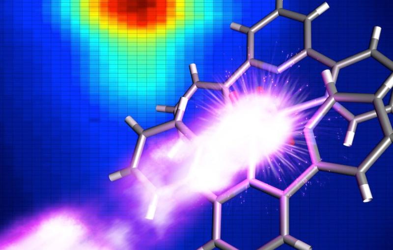 Illustration – X-ray pulse strikes manganese-containing molecules