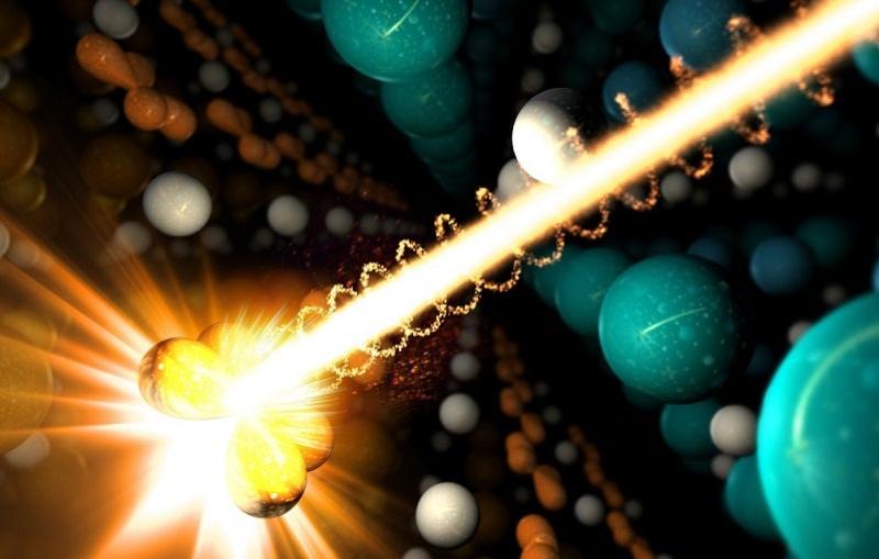 Image - Artist's conception of titanium atom revealing magnetic properties. (Greg Stewart/SLAC)