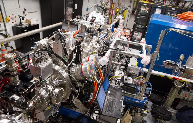 Photo - A view of the LAMP instrument at SLAC's Linac Coherent Light Source X-ray laser. (SLAC)