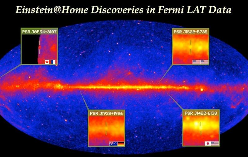 Image - The four newly discovered pulsars located on a map of the gamma-ray sky