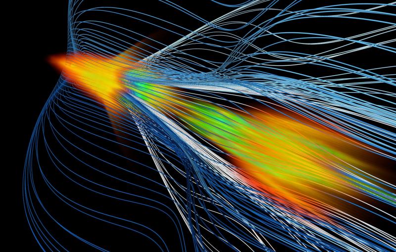 Simulation of high-energy positron acceleration in an ionized gas, or plasma