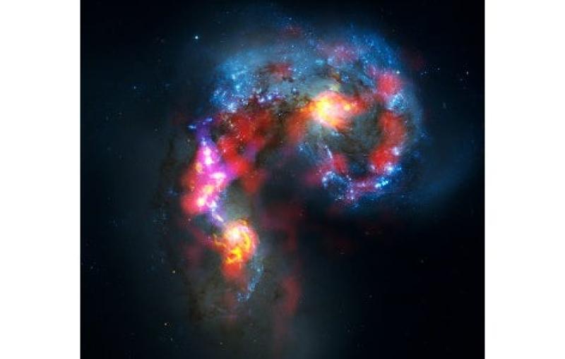 Hubble Space Telescope image of two galaxies merging