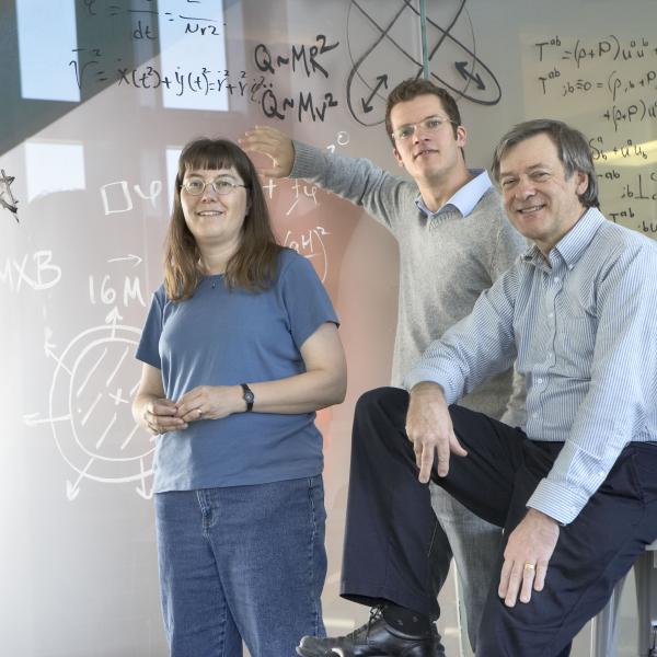 Sarah Church, Stefan Funk and Roger Blandford in SLAC's Kavli Building, taken in 2007