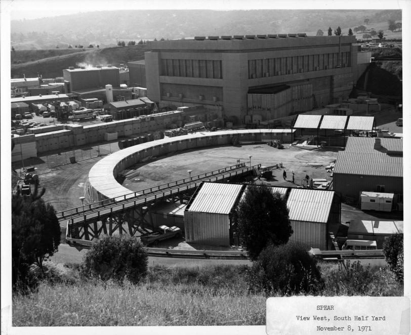 SPEAR construction in progress in 1971, looking west toward the south half yard