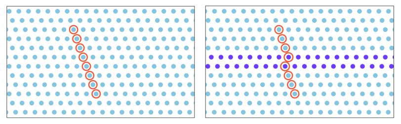 An illustration shows a stacking fault caused by a shock wave in a material.