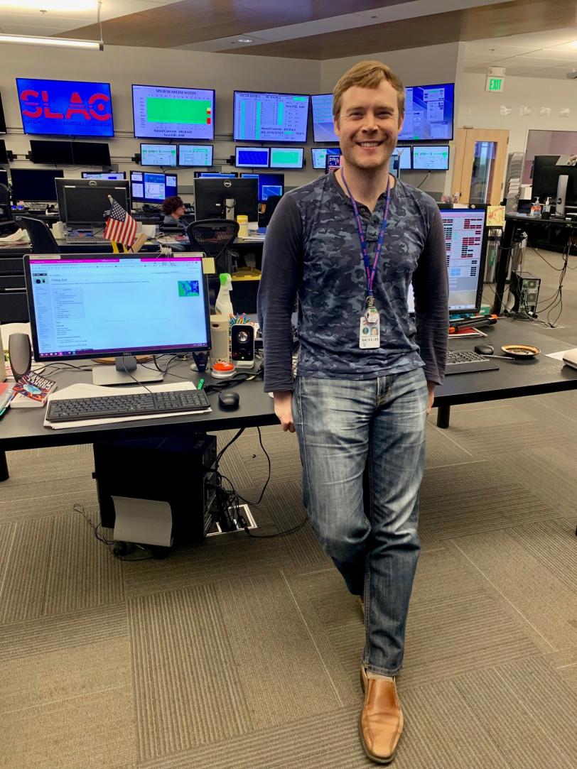 Ben Ripman in SLAC control room.