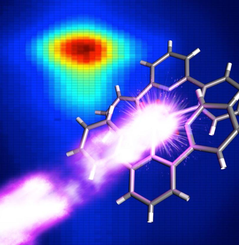 Illustration – X-ray pulse strikes manganese-containing molecules