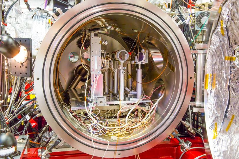 Photo - The sample chamber at the Coherent X-ray Imaging experimental station at SLAC's LCLS. (Fabricio Sousa/SLAC)