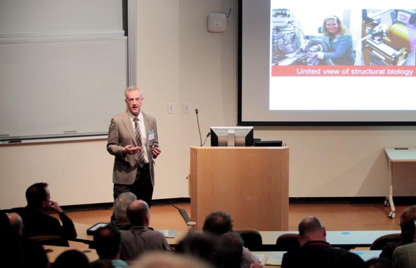 Image - SSRL Director Kelly Gaffney provides an SSRL update during the 2014 LCLS/SSRL Users' Meeting and Workshops. (SLAC National Accelerator Laboratory)