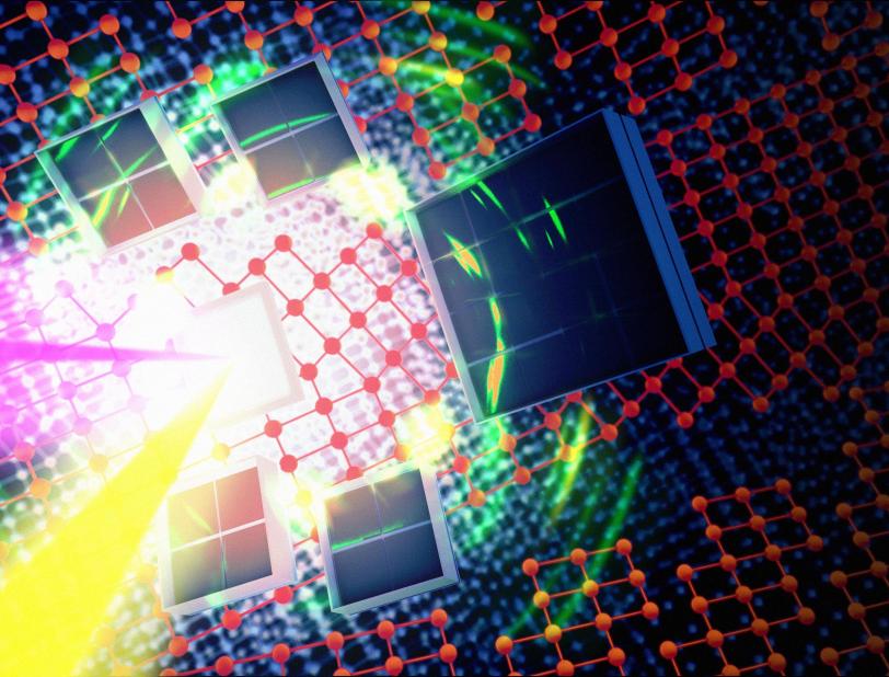 Image depicting an experiment at LCLS that shocks a tantalum sample 