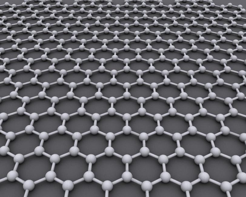 Depiction of carbon atoms arranged in a honeycomb pattern to form graphene