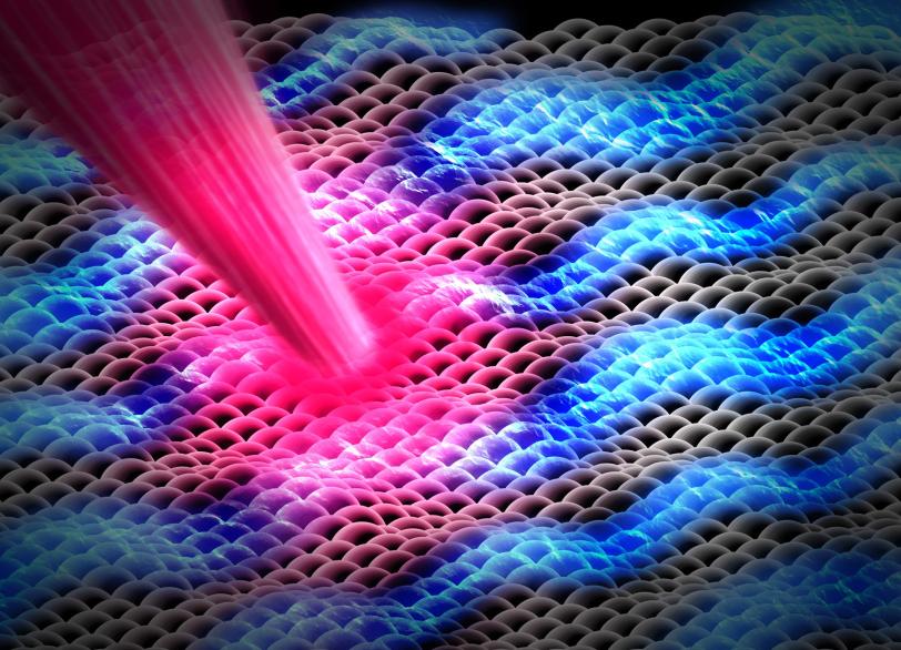 a three-atom-thick layer of a promising material as it wrinkles in response to a laser pulse