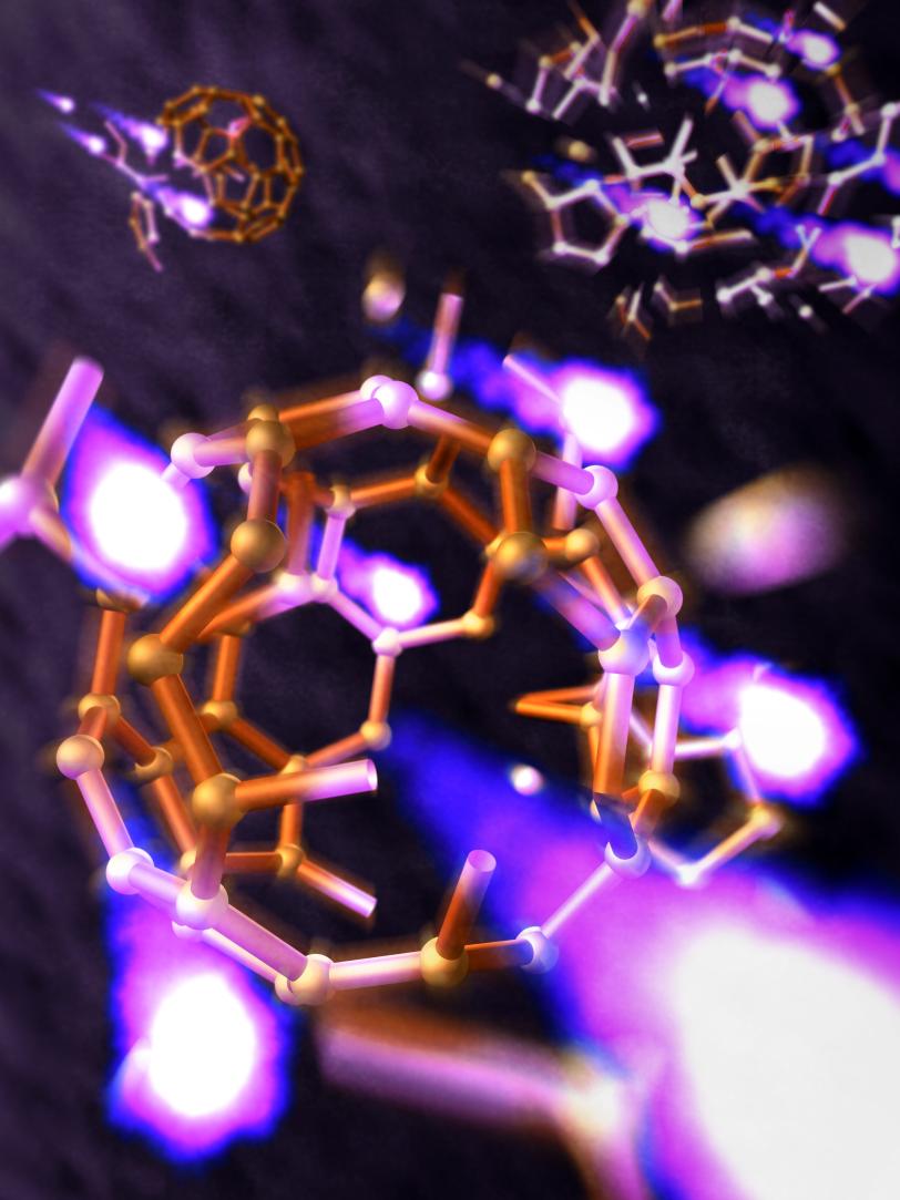 Image - Buckyballs, molecules composed of 60 carbon atoms, bust apart as they are struck by intense X-ray pulses at SLAC's Linac Coherent Light Source. (Greg Stewart/SLAC)