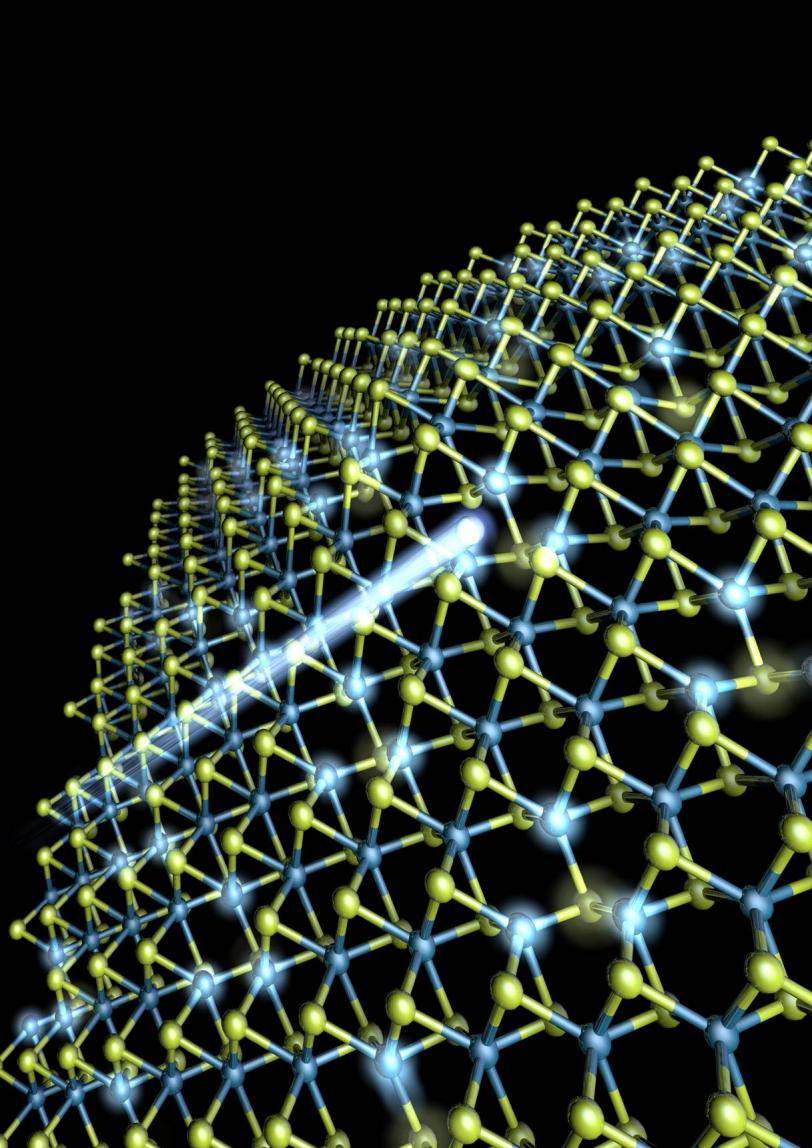 Illustration of a catalyst being bombarded with argon atoms to create holes where chemical reactions can take place.