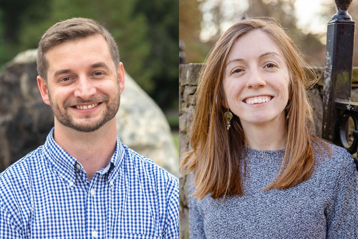 Side-by-side portraits of Brian Lenardo and Chelsea Bartram