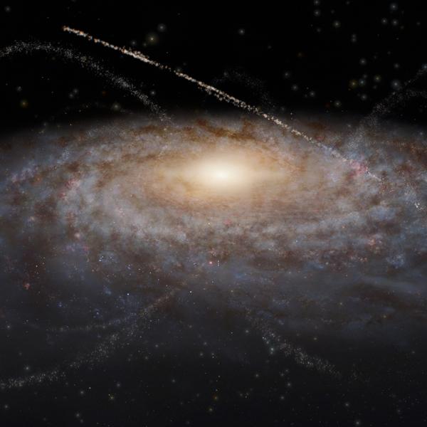 A rendering of a galaxy.