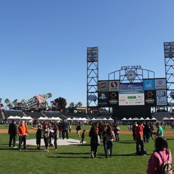 Photo - AT&T Park's baseball field full of families and tents