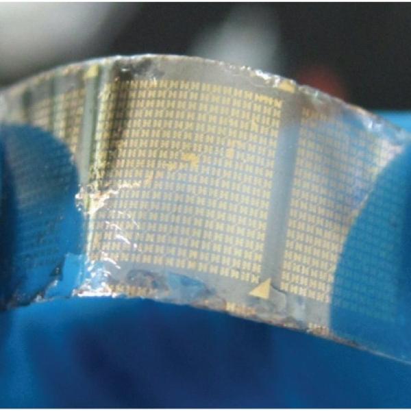 A researcher demonstrates a flexible, transparent electrode incorporating an exotic material known as a topological insulator