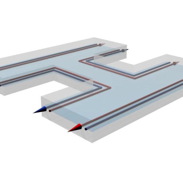 Diagram of electrons traveling through topological insulator