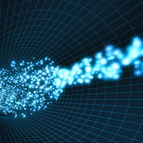 Beams of light used to study quantum optics.