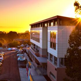 Sunrise over SUSB building