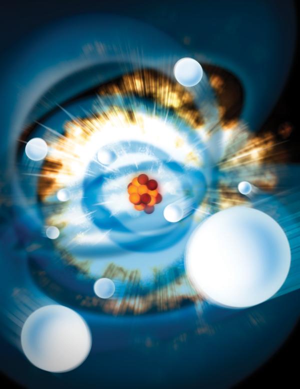 This illustration shows how the first experiment at SLAC's Linac Coherent Light Source X-ray laser stripped away electrons from neon atoms. (SLAC National Accelerator Laboratory)