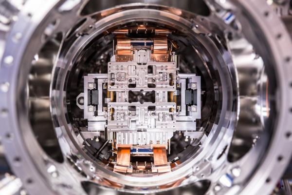 Photo - A view of a chamber inside the LAMP instrument during its installation at SLAC's Linac Coherent Light Source X-ray laser. (SLAC)