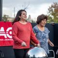 Visitors to SLAC’s 2019 Community Day play with a Van de Graaf generator.  